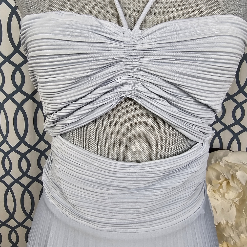 Dusty Blue Pleated Dress